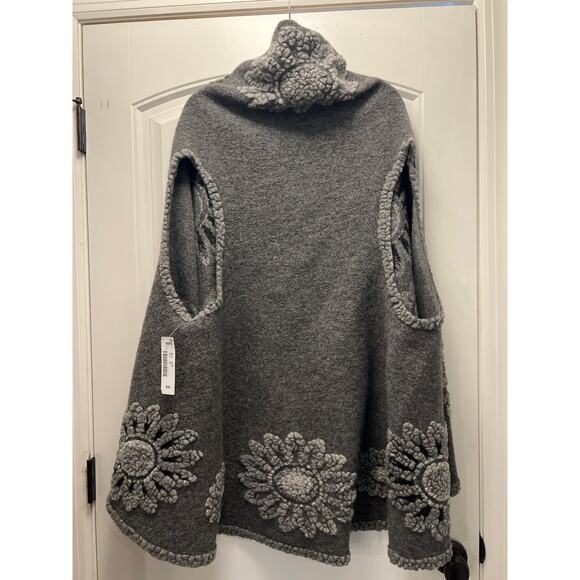 NWT Vintage Concept Women’s Floral Waterfall Cardigan Sweater Vest Size L Gray - Picture 5 of 9